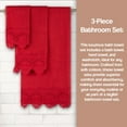 thumbnail image 3 of Zahari Home 3 Piece Laced Towel Set - Stylish Soft Plush Cotton Towels with Hand Towel & Washcloth - Highly Absorbent Towels for Bathroom, Gym, Hotel & Spa (Crochet Red), 3 of 5