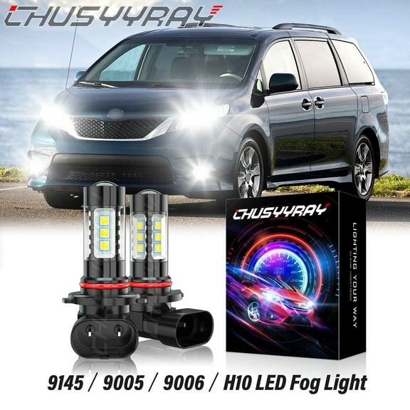 9005 9006 White 6000K LED Fog Light Bulbs For Toyota Sienna 2006 2007 2008 2009 2010 Ultra Brighter 2x