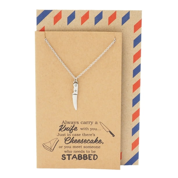 Quan Jewelry Mini Chef Knife Necklace Pendant Gifts For Women Men And F With Funny Es On Greeting Card Com - Chef S Knife Pendant Necklace