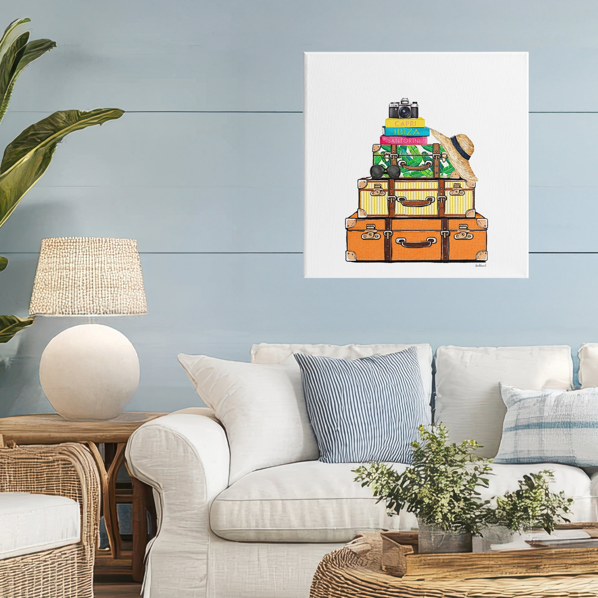 Stupell Industries Travel Suitcases & Camera Canvas Wall Art, design by Amanda Greenwood