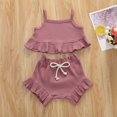 thumbnail image 3 of Kids Baby Girls Lace Solid Color Suspender Top with Sweet Short Trousers Clothes Set, 3 of 4