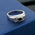 thumbnail image 3 of Gem Stone King Men's 925 Sterling Silver Black Onyx and Black Diamond Ring (1.22 Cttw, Gemstone December Birthstone, Oval 8X6MM,, Size 13), 3 of 3