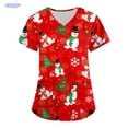 thumbnail image 4 of Blusas de Navidad para mujer, con bolsillos, de manga corta, con cuello en V, estampadas, para lactancia, tallas grandes, S-5XL, para verano, 4 of 5