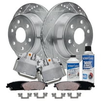 Detroit Axle - Rear Drilled Slotted Brakes and Rotors Brake Pads Brake Calipers Replacement for GMC Yukon Fits select: 2011 ,2013 CHEVROLET SILVERADO K1500 LT
