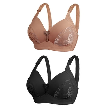 Itsame 2PC Bras for Women s Full Support Everyday Casual Bra Set Comfortable Breathable Tie Back Wireless Comfort Bralette Brown Size 2XL