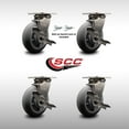 thumbnail image 2 of 6 Inch 316SS Thermo Donut Tread Caster Set w/Delrin Bearings 4 Brake 2 Swvl Lock, 2 of 2