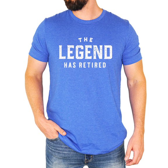 The Legend Has Retired T-Shirt for Men Funny Retirement Graphic Tee Heather Blue Shirt Adult Small