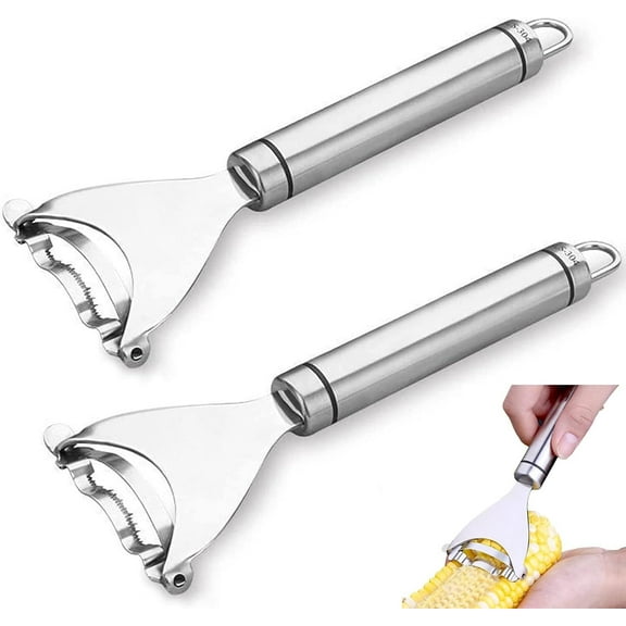 2 Pcs Magic Corn Peeler, Corn Stripper Corn Cob Stripper Tool, 401 Stainless Steel Corn Thresher with Ergonomic Handle