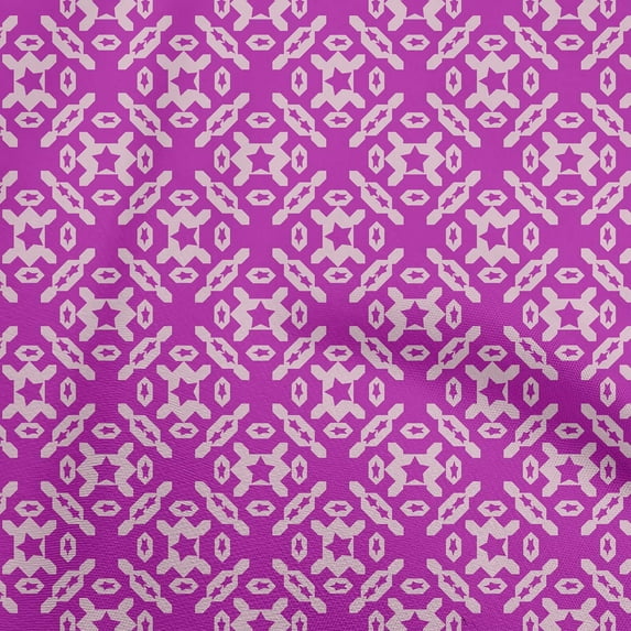 oneOone Polyester Spandex Fuschia Pink Fabric Asian Dabu Print Fabric For Sewing Printed Craft Fabric By The Yard 56 Inch Wide