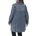 thumbnail image 3 of Agnes Orinda Women's Plus Size Jean Jacket Long Sleeve Maxi Length Denim Jackets 2X Dusty Blue, 3 of 6