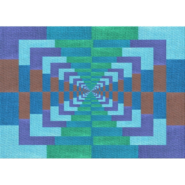 Ahgly Company Machine Washable Indoor Rectangle Transitional Bright Turquoise Blue Area Rugs, 7' x 10'