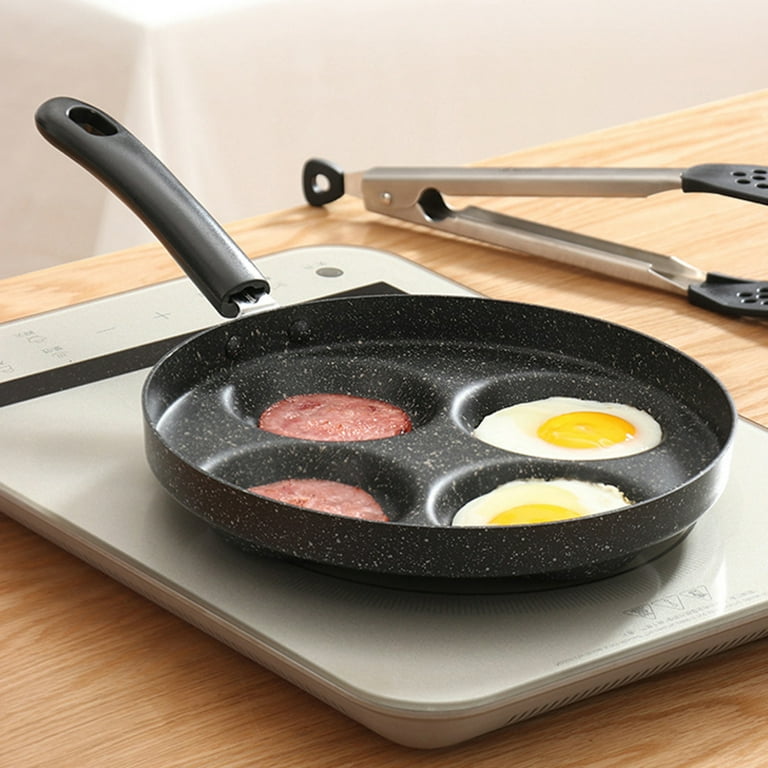 Non Stick 4-Cup Egg Frying Pan with flipping Lid Aluminum Pancake Egg  Cooker with Spatula and Brush Burgers Omelet Cooking Pan - AliExpress