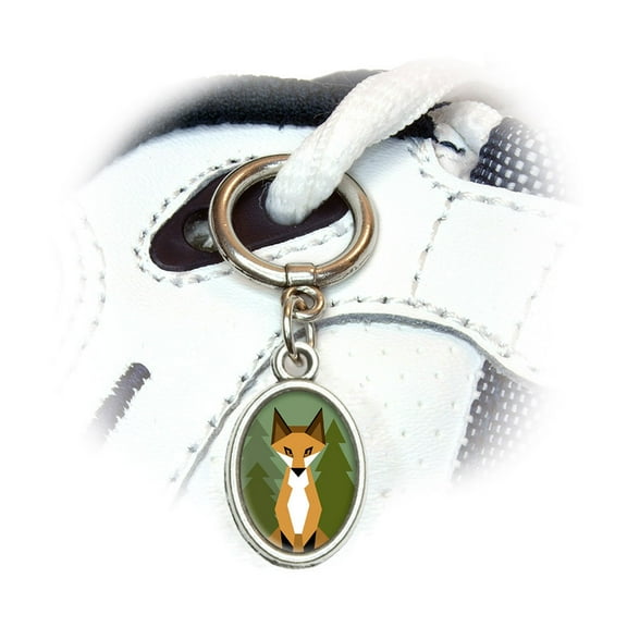 Geometric Forest Fox Oval Shoe Charm