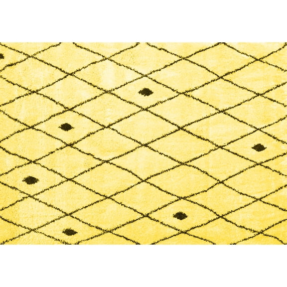 Ahgly Company Indoor Rectangle Persian Yellow Traditional Area Rugs, 5' x 7'