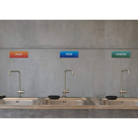 Sink Signs - 12-Pack Sink Sticker Labels, Wash Rinse Sanitize Labels for 3 Compartment Sink ...