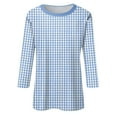 thumbnail image 4 of LISTHA Womens 3/4 Sleeve Tops and Blouses Striped Plus Size Blouses Crewneck Going Out Loose Tunic Tops Spring Summer Shirts Sky Blue 2XL, 4 of 5