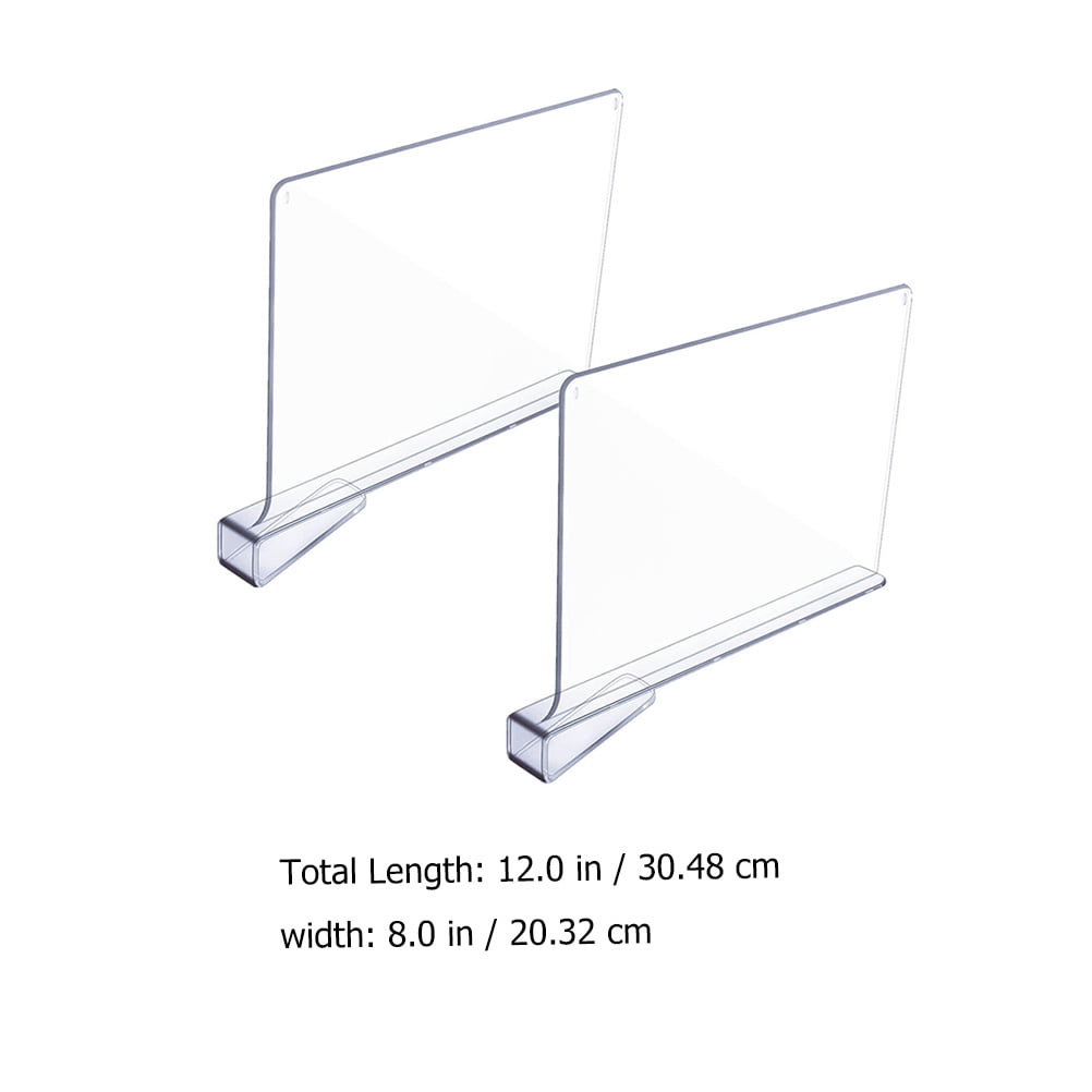 Jiandong Drawer Dividers Clear Shelf Dividers - 2pcs Closet Organizer - Kitchen Cabinet Separator(12X8.07X1.18Inch)