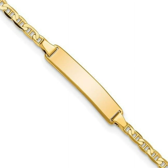 Primal Gold 14 Karat Yellow Gold Flat Anchor Link ID Bracelet