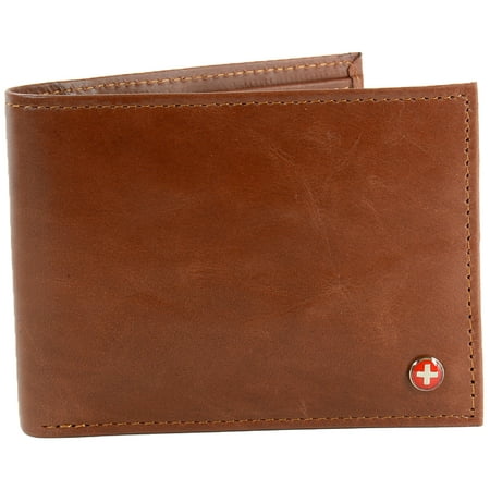 Alpine Swiss Mens Wallet Genuine Leather Removable ID Card Case Bifold