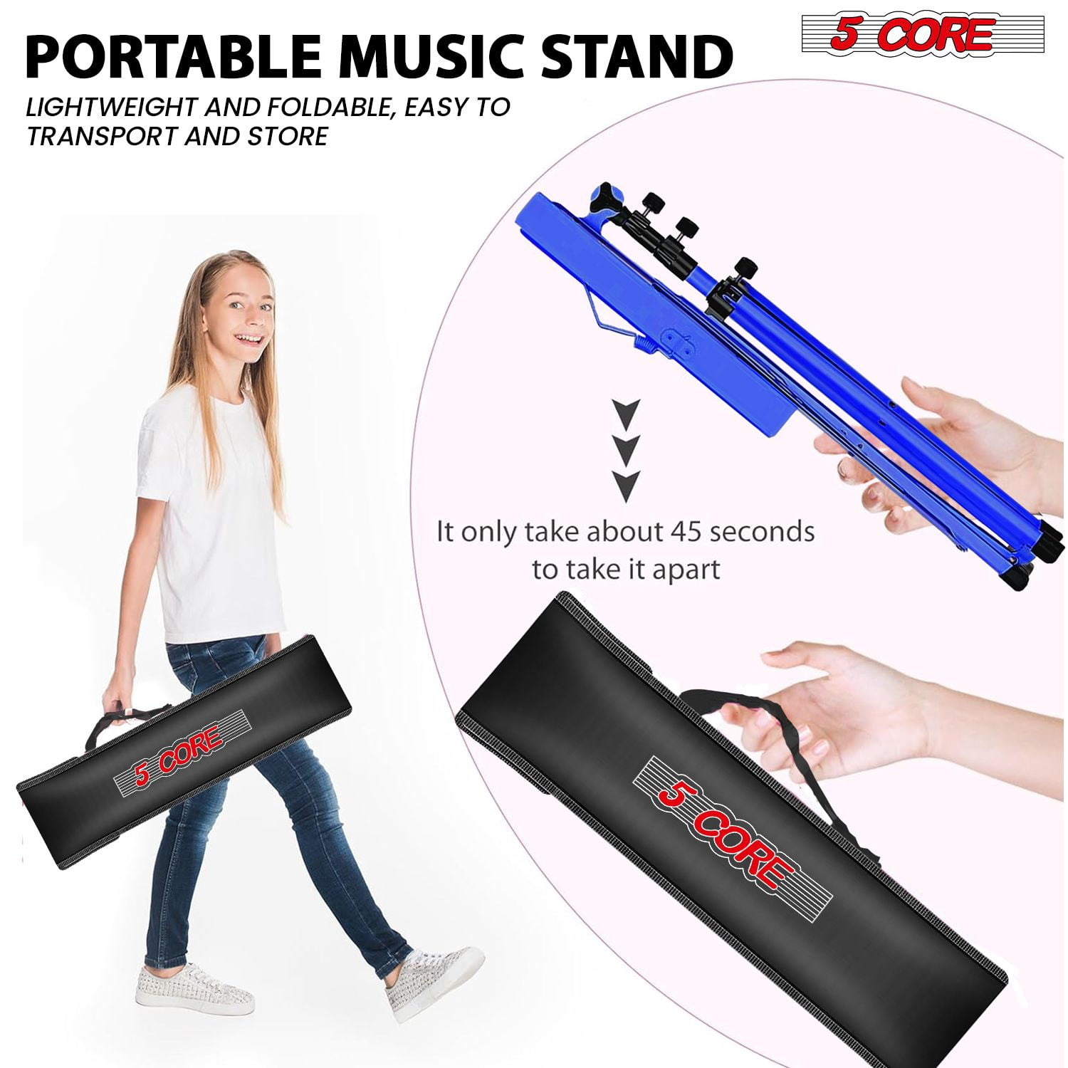 Music Stand Adjustable Desktop Book Stands Portable Sheet Holder All Metal Foldable Bookstand