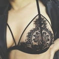 thumbnail image 2 of Soutien-gorge Triangle en Dentelle Transparente à Fleurs Aguichant pour Femmes, Soutien-Gorge Léger en Maille, 2 of 10