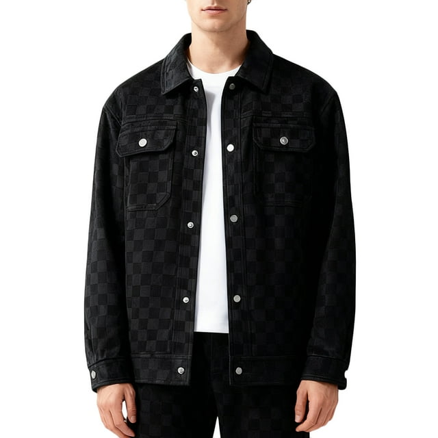 Veste à Col Rabattu pour Hommes, Veste Décontractée à Boutons-Pression avec Poches, Manteau Sans Capuche à Manches Longues pour Hommes