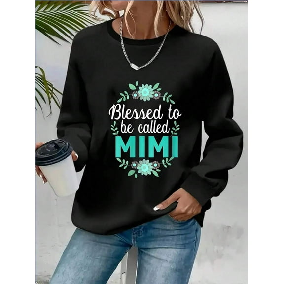 Women's Printed 'Called Mimi's Lucky' Hooded Sweatshirt - Soft Stretch Pullover, Machine Washable Round Neck Long Sleeve Autumn Winter Casual Top