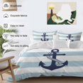 thumbnail image 3 of 3 Piece Aqua Stripe Nautical Duvet Cover Set California King,Microfiber Comforter/Quilt Cover with Corner Ties and 2 Pillowcases,Navy Blue Anchor Summer Coastal All Season Bedding with Zipper Closure, 3 of 8