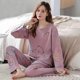 thumbnail image 1 of Conjunto de pijama de mujer con cuello redondo de dibujos animados, traje de pantalón de manga larga, ropa para el hogar, Material fino de verano, 1 of 5