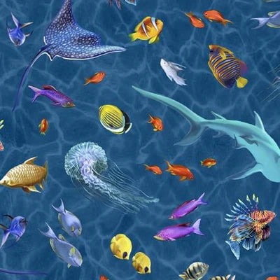 Treasures at Sea Spaced Sealife Cotton Fabric