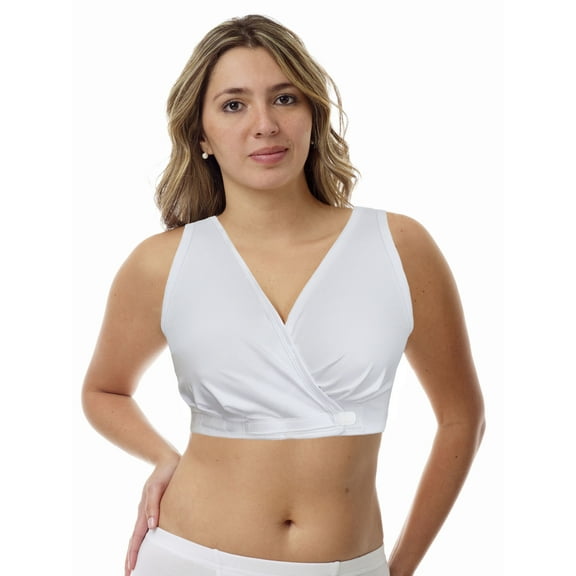 Underworks Arthritis Hook and Loop Front Closure Sleep and Leisure Bra - Breastfeeding Bra White Small