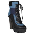 thumbnail image 1 of Bumper BI82 Women Mix Media Patch Lug Sole Lace Up Metal Chunky Heel Platform Bootie, 1 of 6