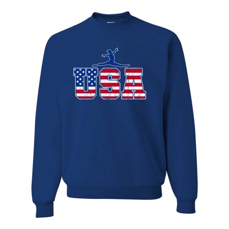 Wild Bobby Gymnastics | Team USA Sports Stars Stripes Logo Unisex Crewneck Sweatshirt