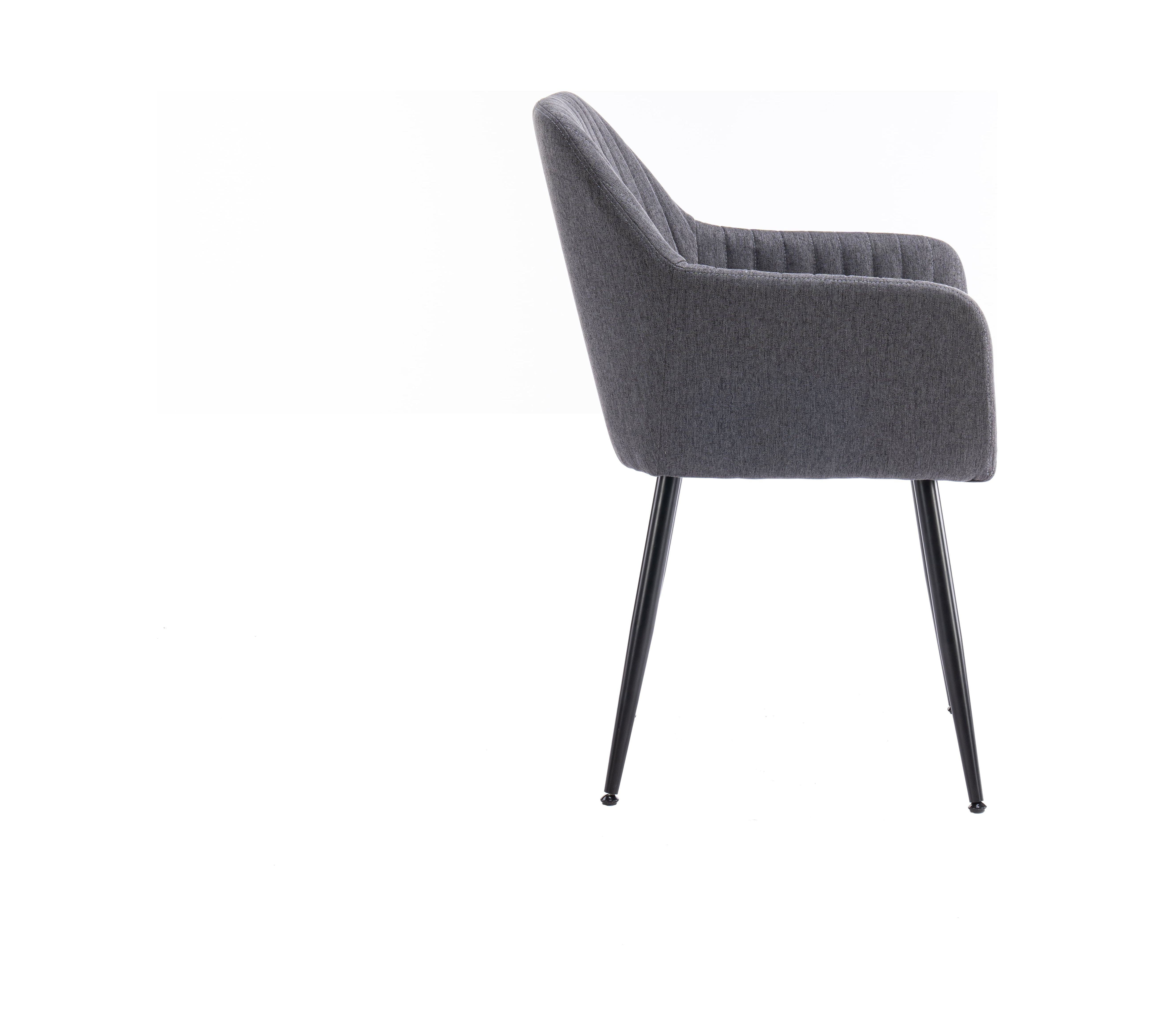 Mainstays Dining Chair in Dark Grey Linen with Black Legs, 2 Pack