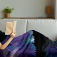 thumbnail image 3 of Aurora Forest Soft Flannel Fleece Throw Blanket, Illustration with Aurora Borealis in the Sky over Night Woodland, Cozy Plush for Indoor and Outdoor Use, 60" x 80", Multicolor, by Ambesonne, 3 of 5