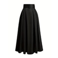 thumbnail image 7 of Women's Vintage Style Midi Skirt with Hidden Side Pockets and Flared Hem, Soft Stretch Fabric for All Day Comfort Black L, 7 of 7