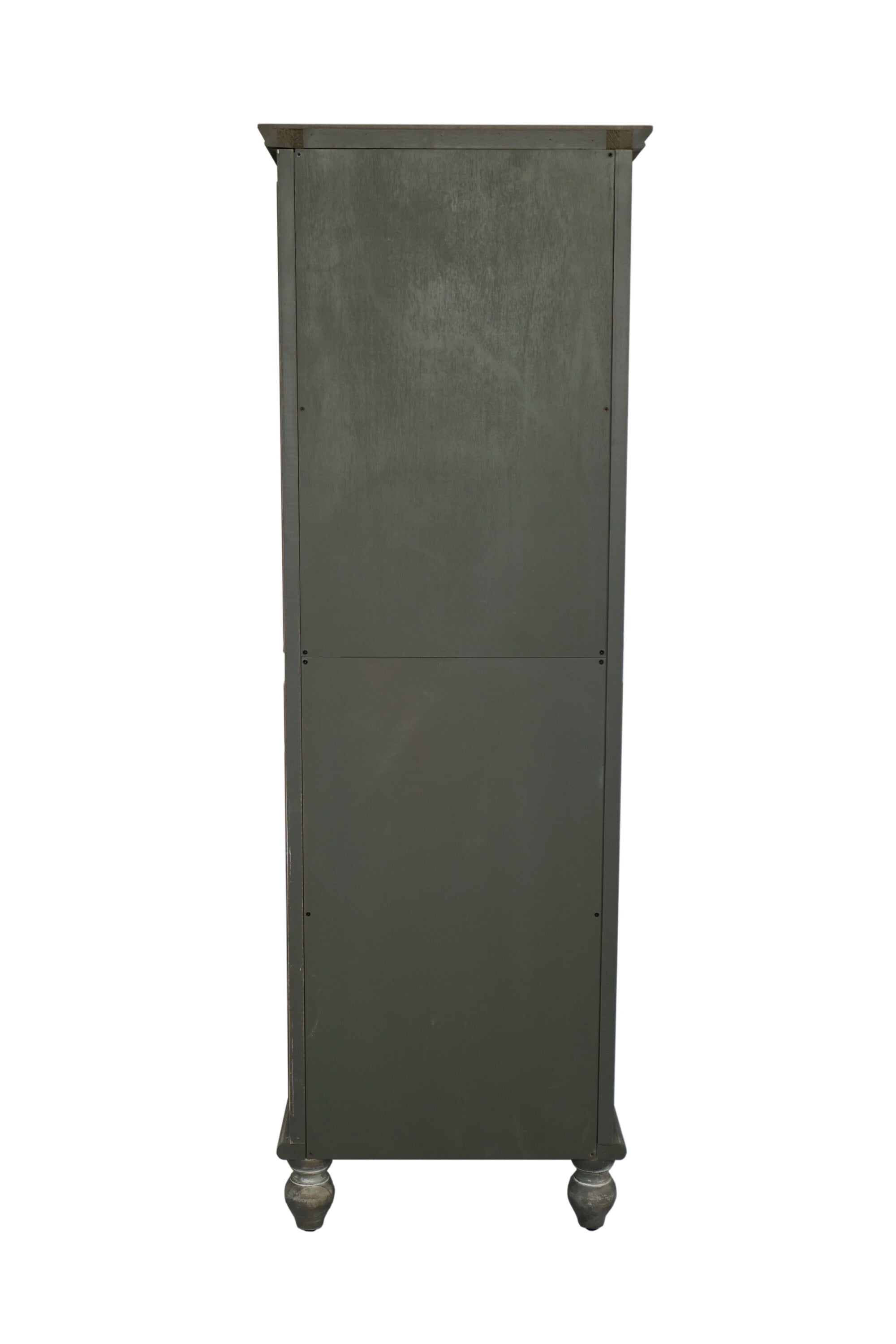 AENKYO 59" Tall Farmhouse Storage Cabinet, Rustic Wood Accent Chest w/ Reeded Glass Door & 2 Drawers, Antique Gray