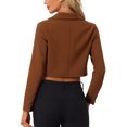 thumbnail image 3 of INSPIRE CHIC Women's Long Sleeve Open Front Notched Lapel Business Cropped Blazer Jackets M Caramel, 3 of 6