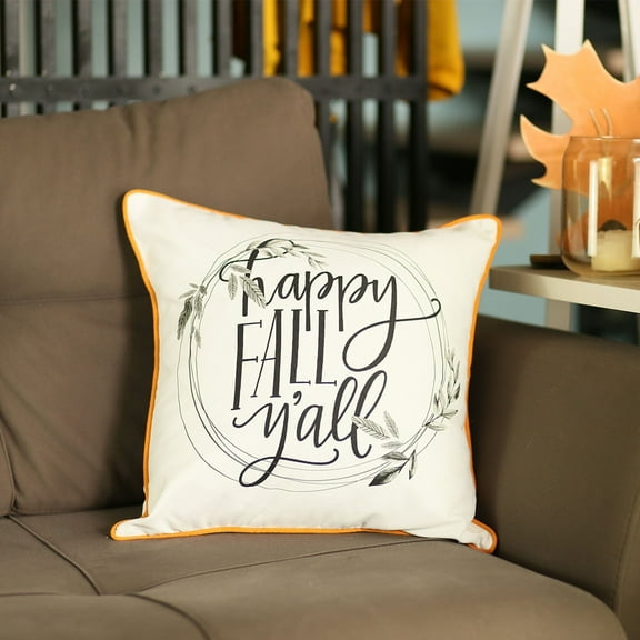 Fall Thanksgiving Decorative Single Throw Pillow Quote Square