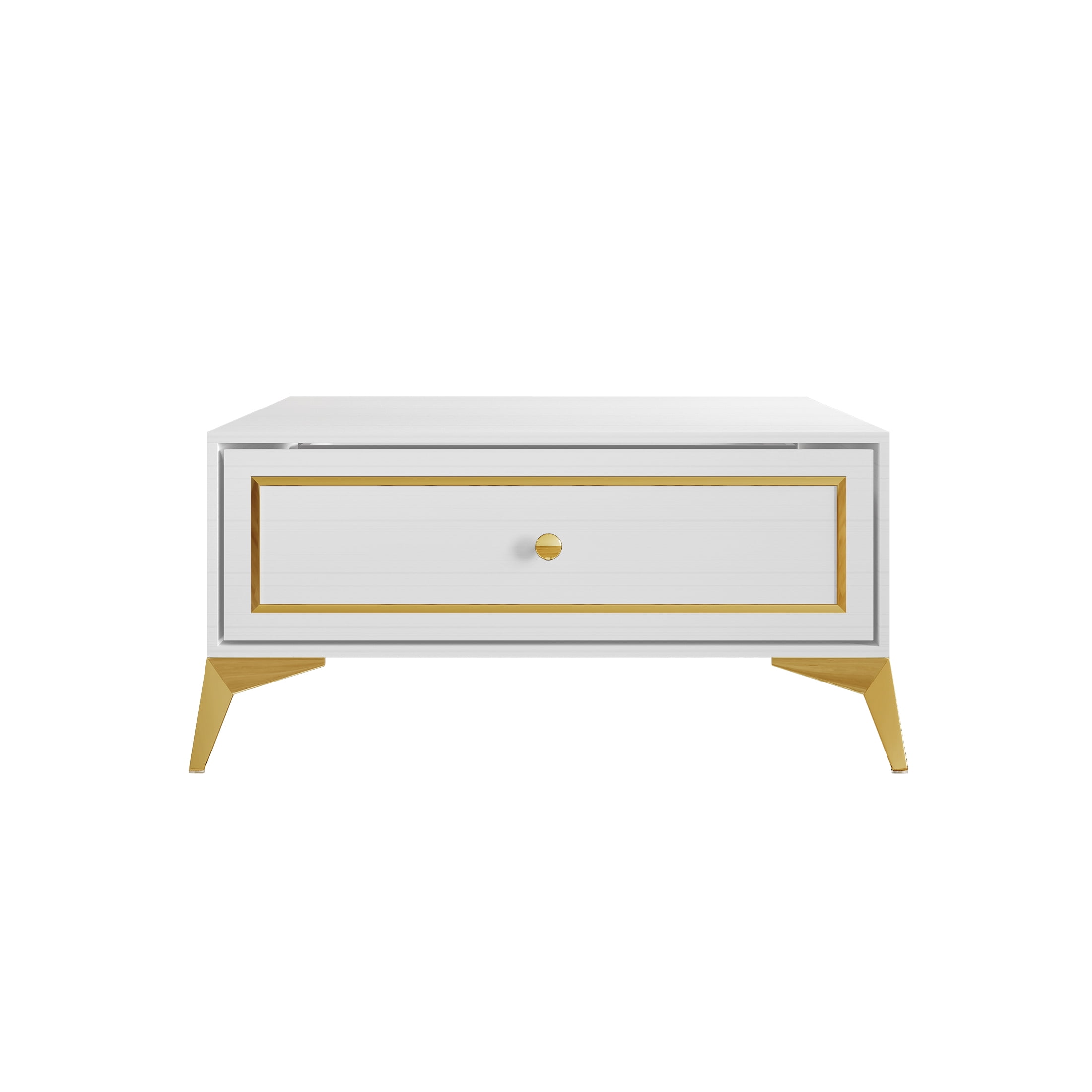 Castle Place Glam Coffee Table with Storage, White