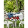 thumbnail image 2 of Outdoor Tablecloth with Umbrella Hole and Zipper, Christmas Poinsettia Round Table Cloth 60 Inch Waterproof Tablecloth, Farmhouse Red Flowers Floral Leaves Picnic Table Cover for Patio Camping, 2 of 7