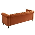 thumbnail image 3 of 3 Seater Chesterfield Button Tufted Velvet Sofa, Wide Upholstered Couch with Rolled Arms Removable Cushions Metal Legs for Living Room Office Apartment, 3 of 11