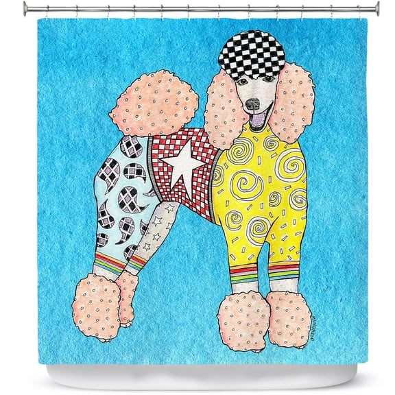 Shower Curtains 70" x 93" from DiaNoche Designs by Marley Ungaro - Poodle Dog Aqua