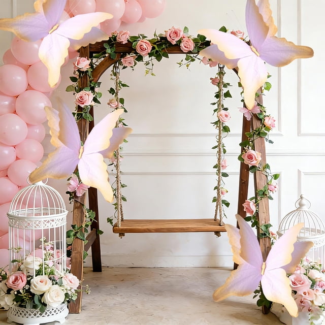 Double Layer Gradient Paper Butterfly Flower for Wedding Party Garden Decoration, 1 Count