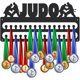 thumbnail image 1 of Exhibidor de medallas deportivas, soporte de pared para medallas con ganchos, colgador de cinturones de metal negro mate, organizador de medallas, colgador de cintas de carreras, regalos, 1 of 9
