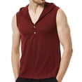 thumbnail image 2 of Mens Tank Top Beach Men Casual Solid Sleeveless Pullover Vest Hooded Button T Shirt Blouse, 2 of 9