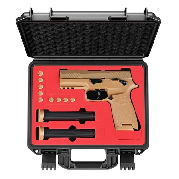 Sig Sauer P322/P365 Waterproof Lockable Hard Pistol Case with Pre-Cut Foam, TSA Approved Travel Case Not for Optics