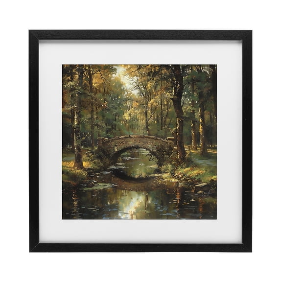 Stupell Industries Forest Bridge in Autumn Light Black Framed Print Under Glass, design by Creative Studio