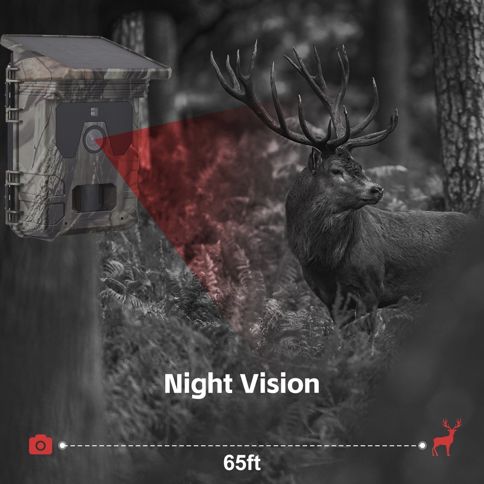 Solar Powered 50MP 4K Night Vision Trail Camera with 32GB Card