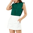 thumbnail image 5 of INSPIRE CHIC Women's Sleeveless Blouse Ruffled Pleated Wear-to-Work Chic Blouse XS Dark Green, 5 of 7